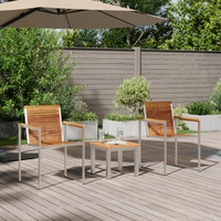 Lettino Prendisole con Sedie da Giardino 3 pz Legno Massello di Teak