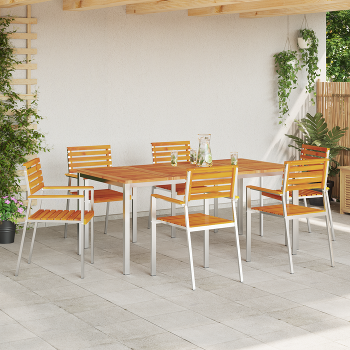 Sedie da Giardino Impilabili  6 pcs 54.5x56x89 cm Legno Massello di Acacia