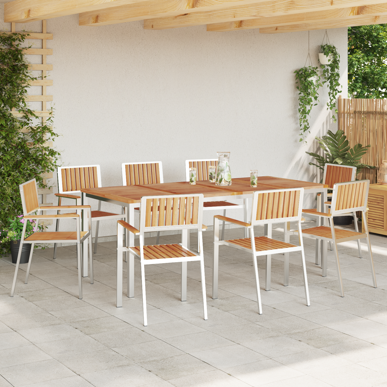 Sedi da Giardino Impilabili  8 pcs 54.5x56x87 cm Legno Massello di Teak