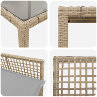 Set da pranzo per giardino 7 pezzi con cuscini in polirattan beige