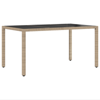 Set da pranzo per giardino 7 pezzi con cuscini in polirattan beige