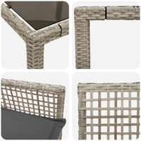 Set da pranzo da giardino 5 pezzi con cuscini grigio chiaro in polyrattan