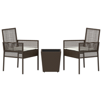 Set Bistro da Giardino a 3 Pezzi con Cuscini Marrone in Polyrattan