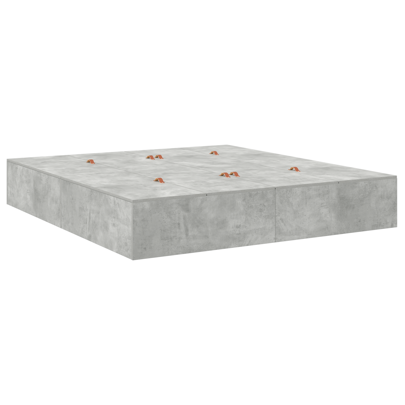 Struttura letto con contenitore grigio cemento 200x200 cm