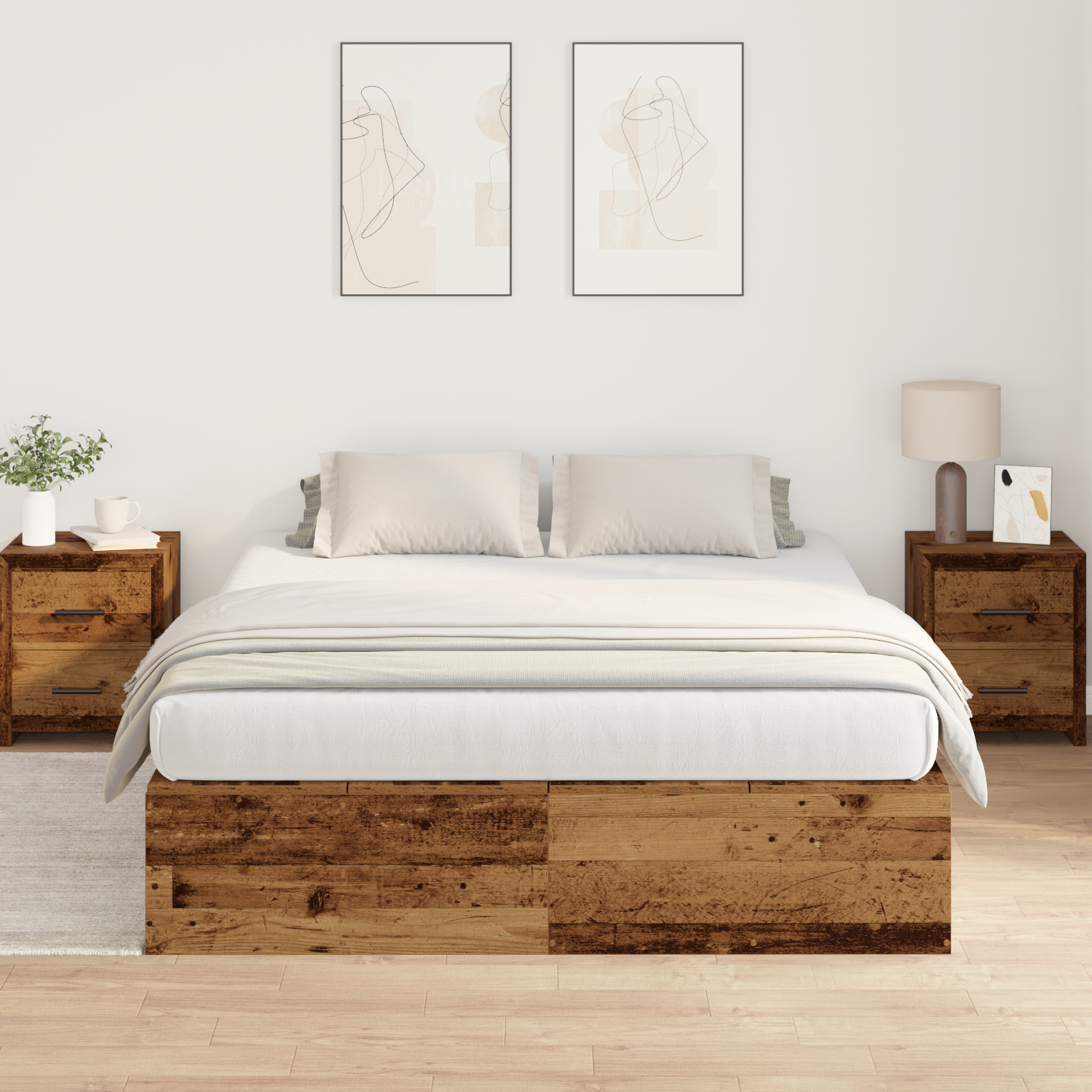 Struttura Letto Contenitore in Legno Vecchio 140x200 cm