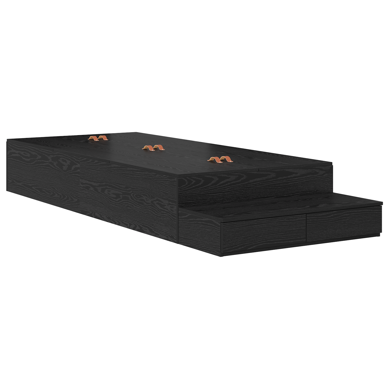 Struttura letto con contenitore in rovere nero 90x200 cm