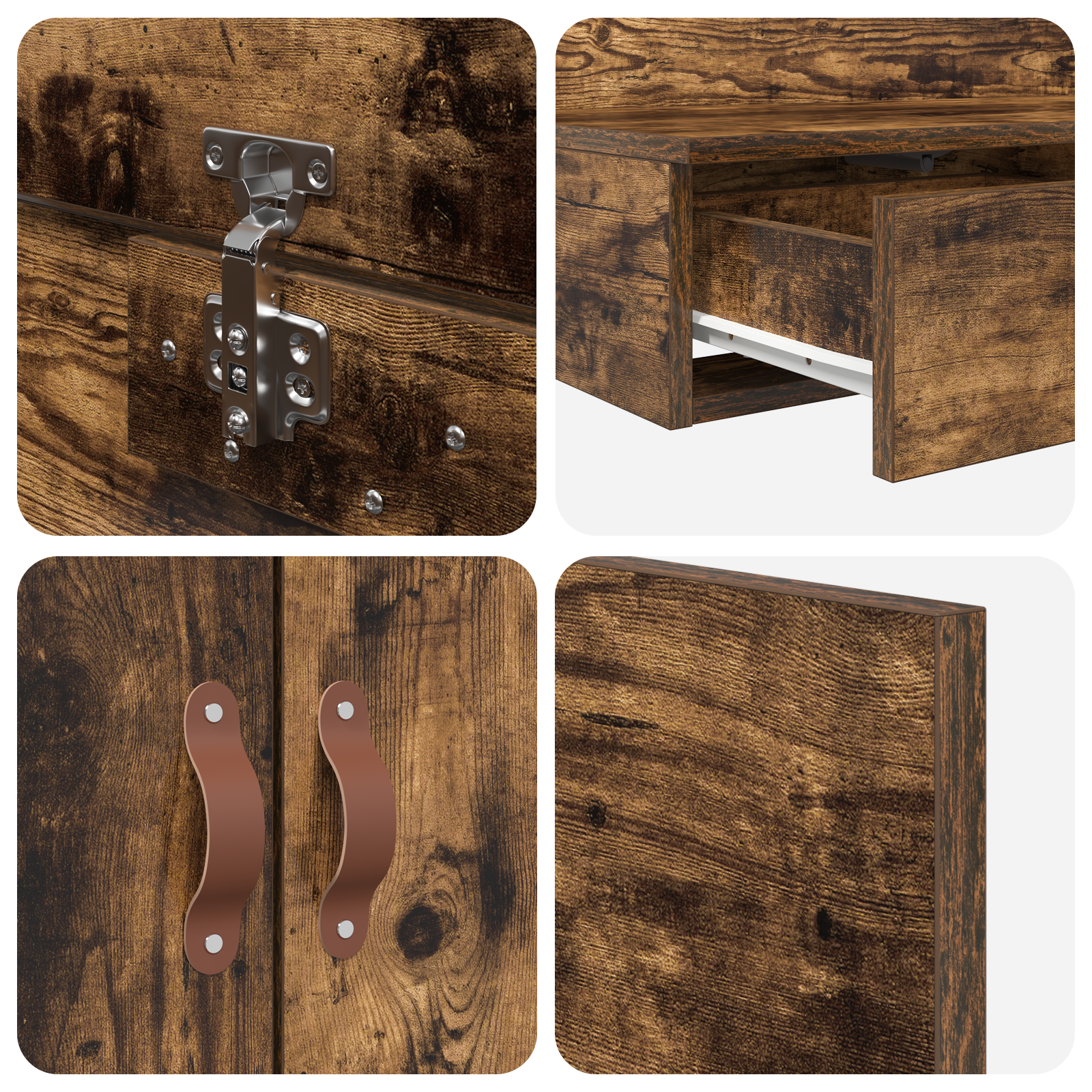 Struttura letto con contenitore in rovere affumicato 90x200 cm