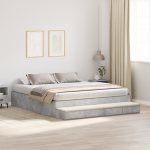 Struttura Letto con Contenitore Grigio Cemento 200x200 cm