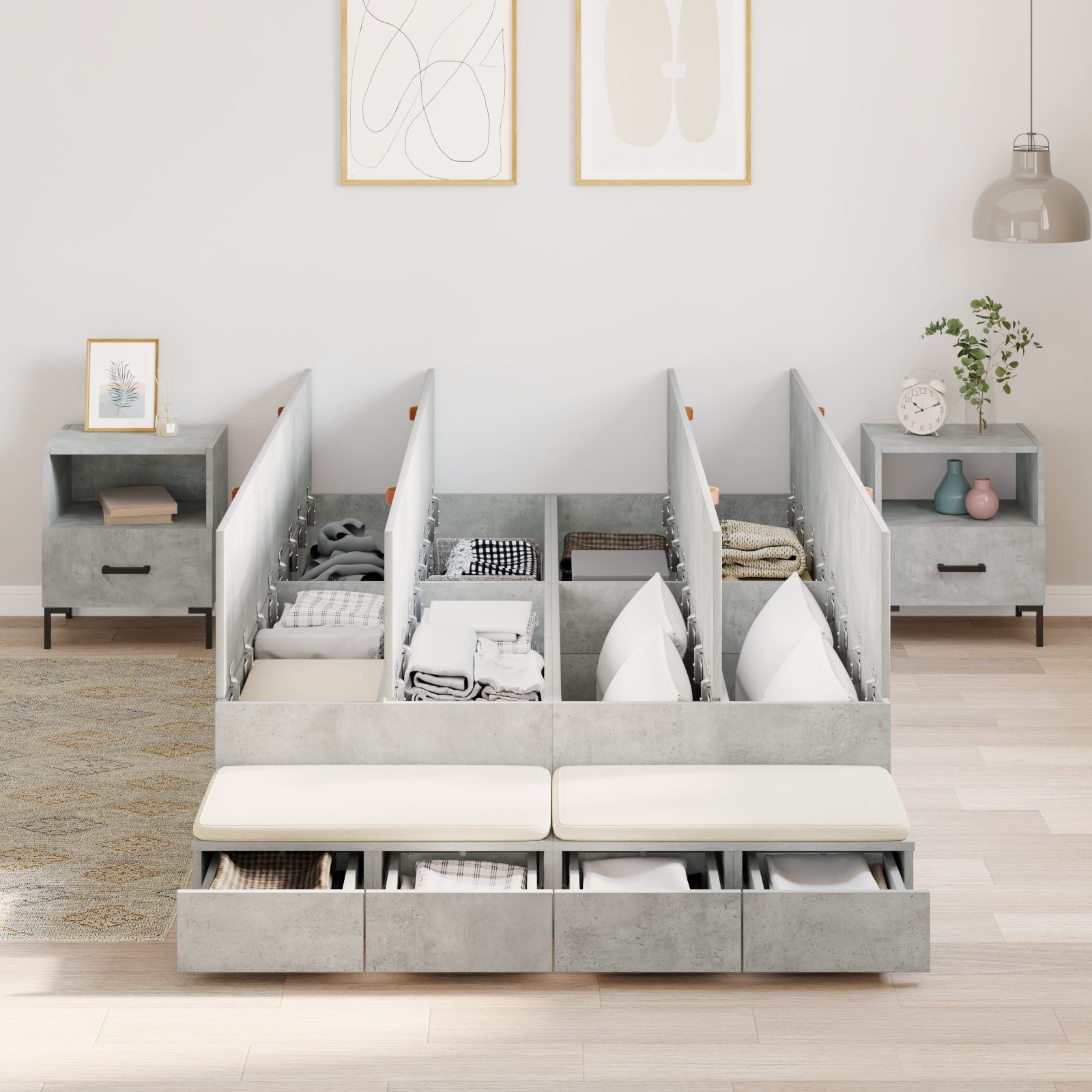 Struttura Letto Grigio cemento 120x200 cm