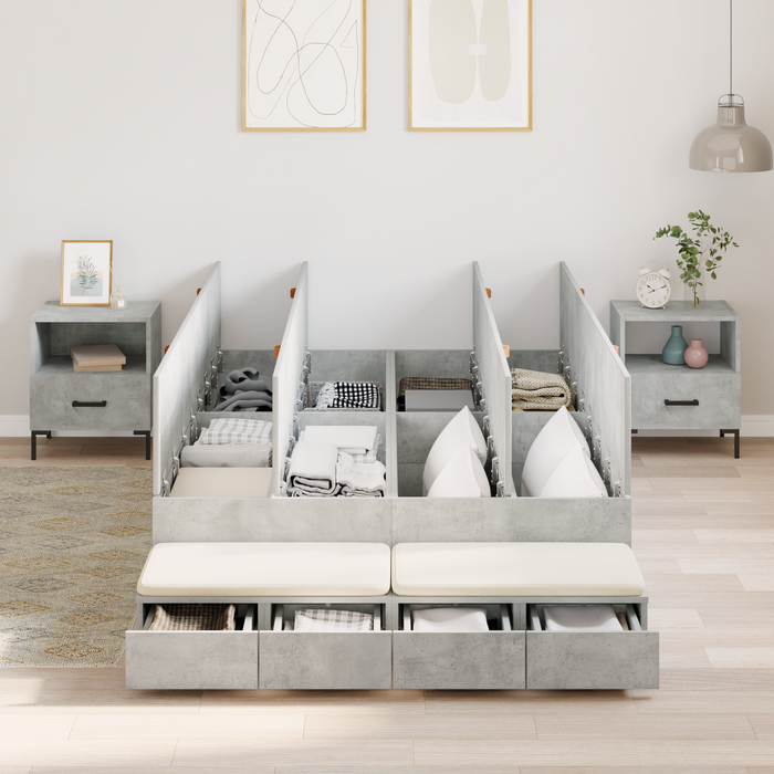 Struttura Letto Grigio cemento 120x200 cm