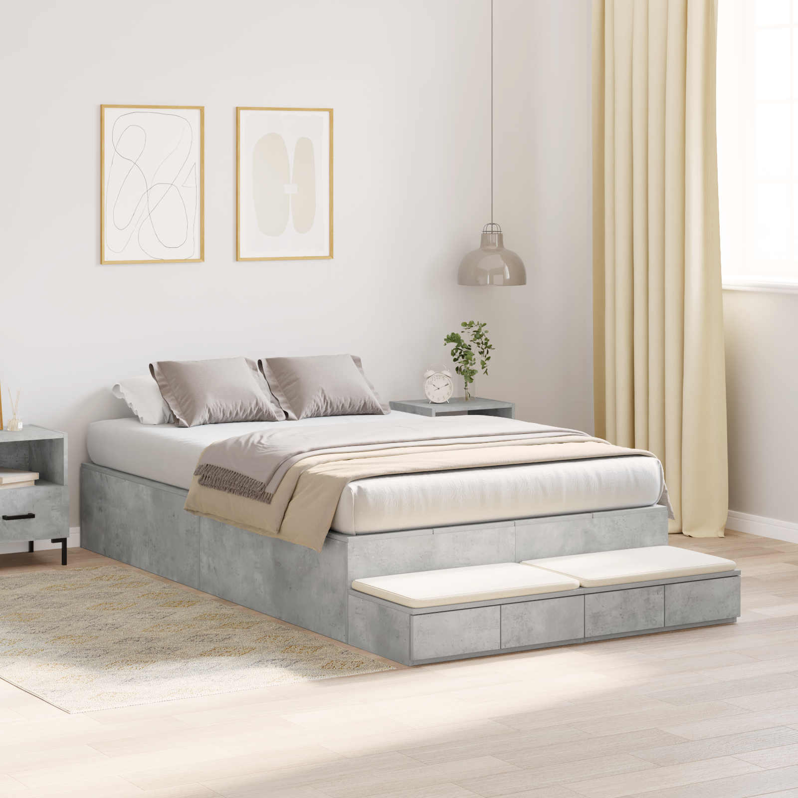 Struttura Letto Grigio cemento 120x200 cm