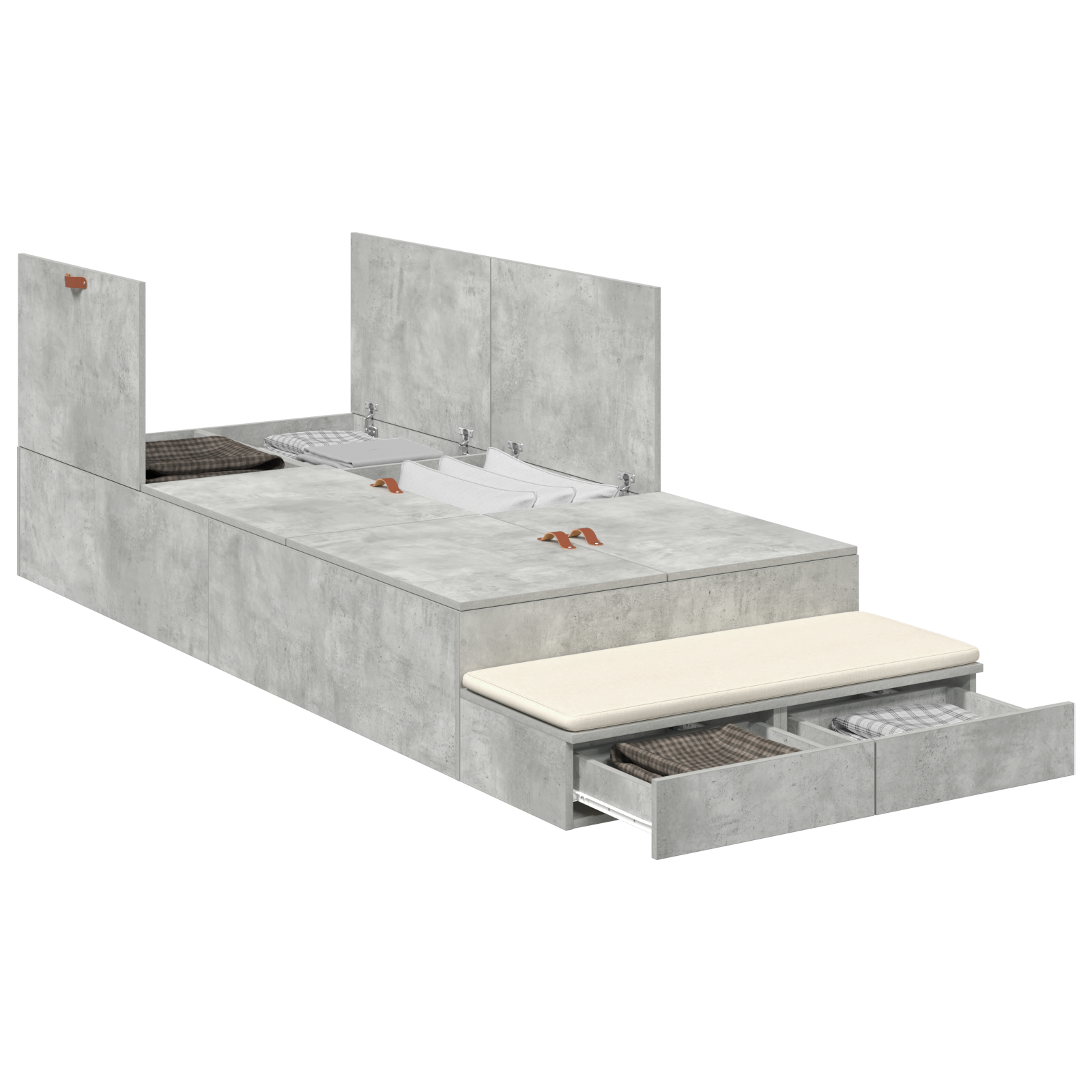 Struttura Letto con Contenitore Grigio Cemento 90x190 cm