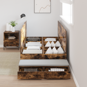 Struttura Letto con Contenitore in Rovere Affumicato 90x190 cm