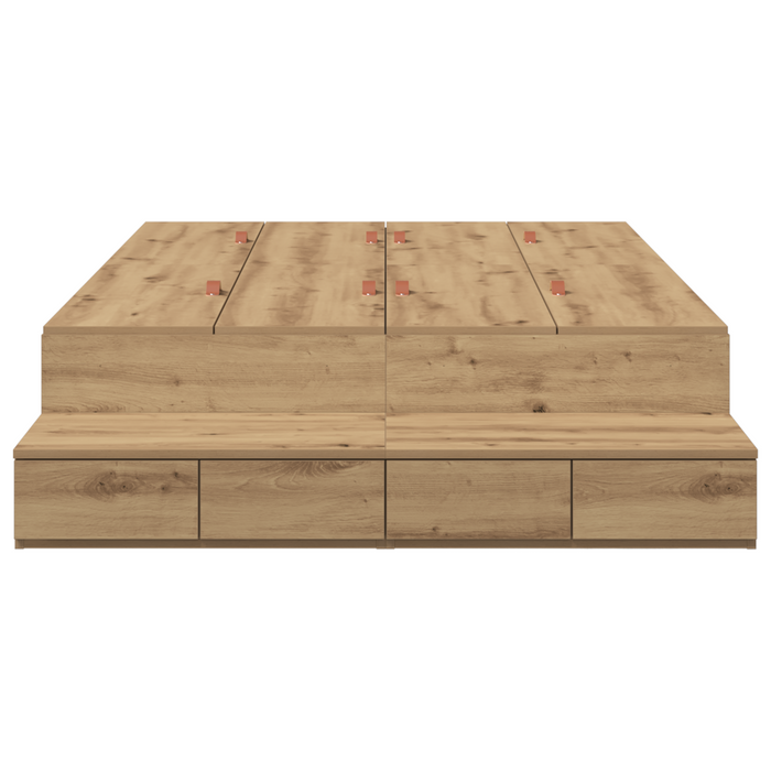 Struttura letto contenitore in quercia artigianale 120x190 cm