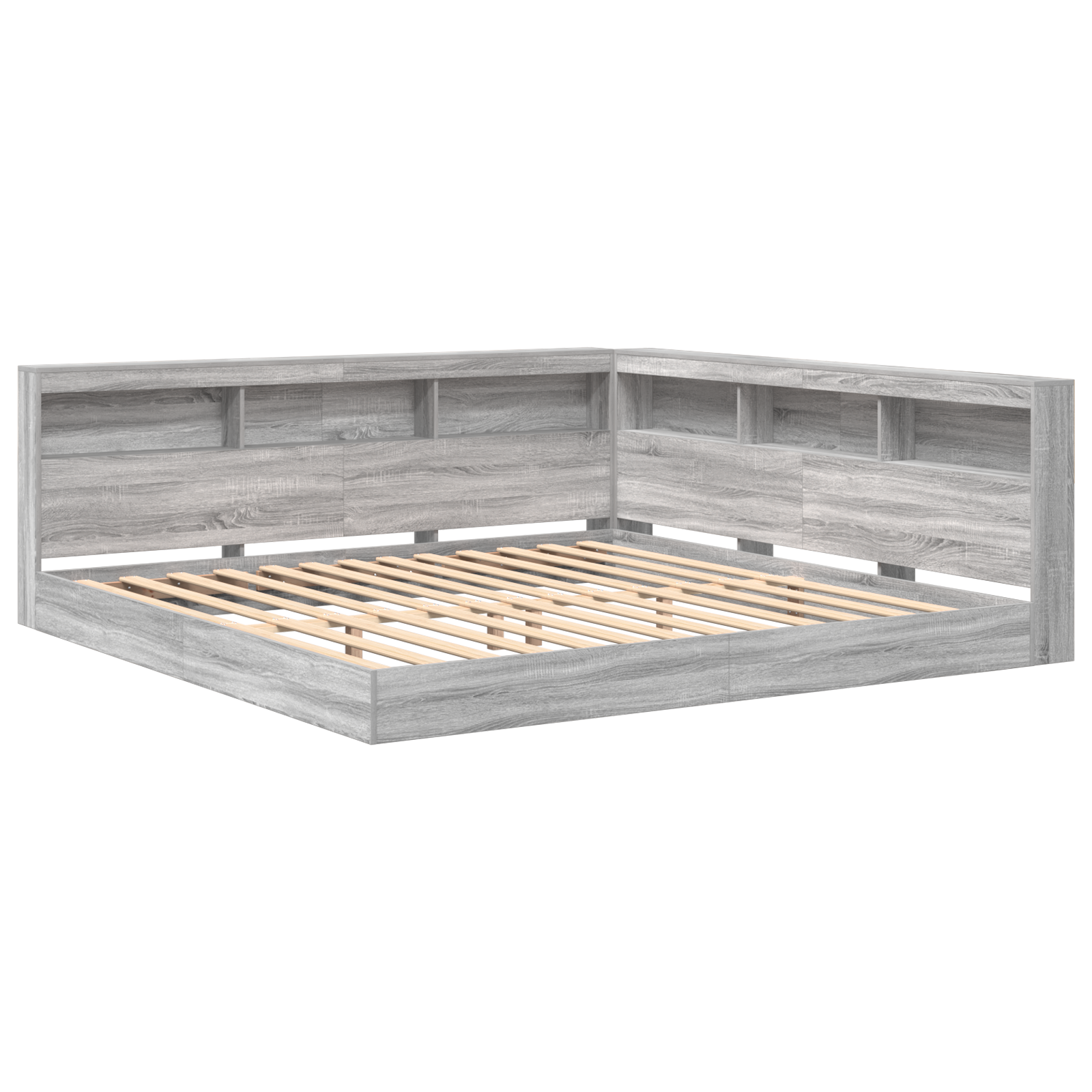 Letto con libreria Grigio Sonoma 180x200 cm in legno ingegnerizzato