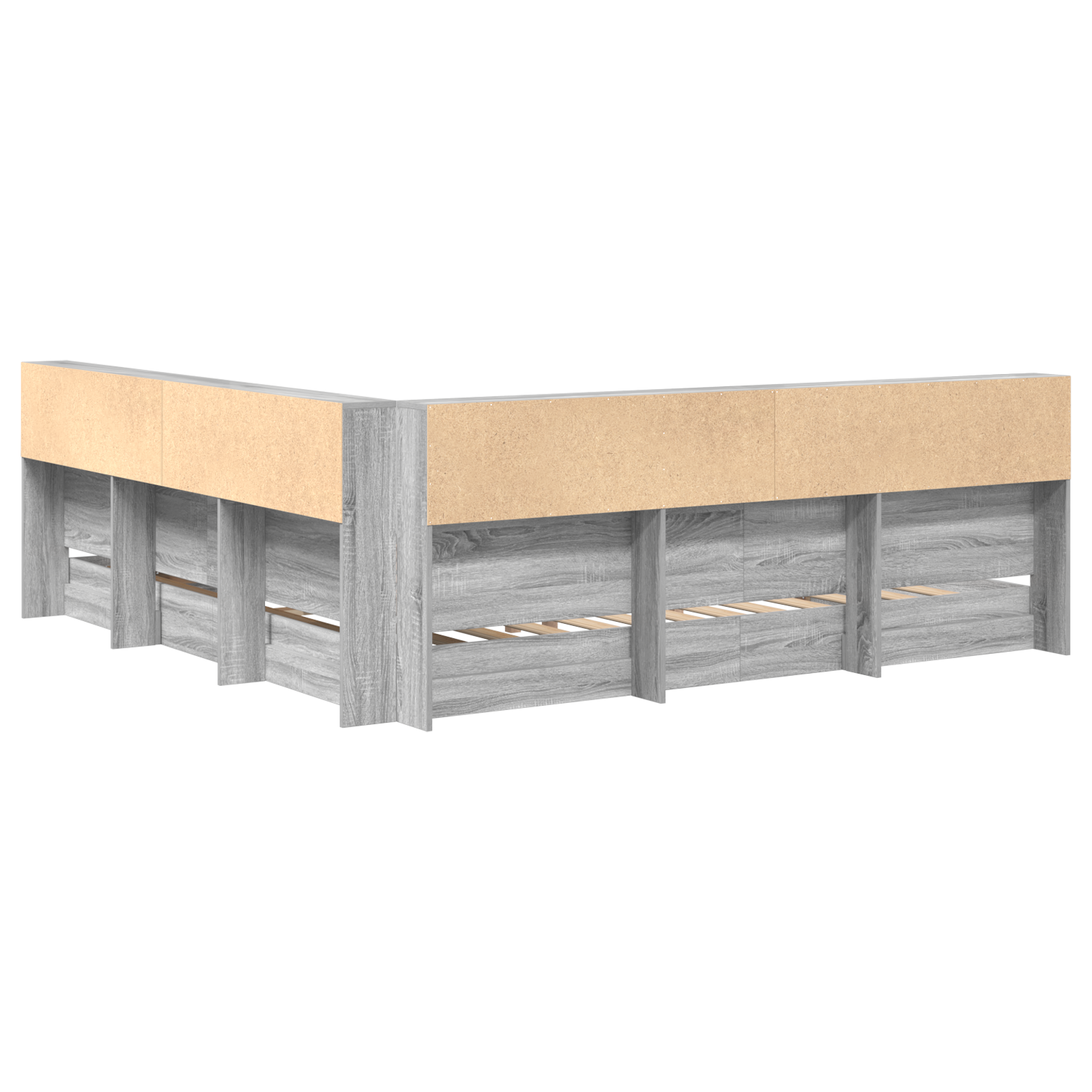 Letto con libreria Grigio Sonoma 180x200 cm in legno ingegnerizzato