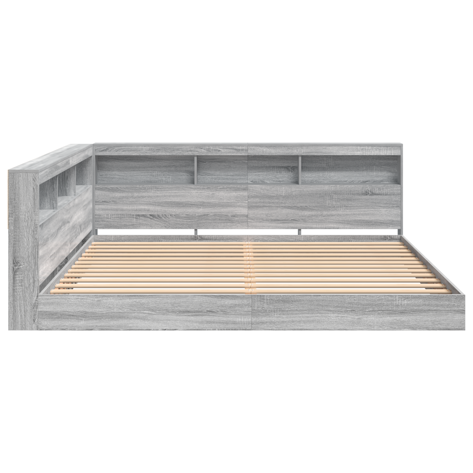 Letto con libreria Grigio Sonoma 180x200 cm in legno ingegnerizzato