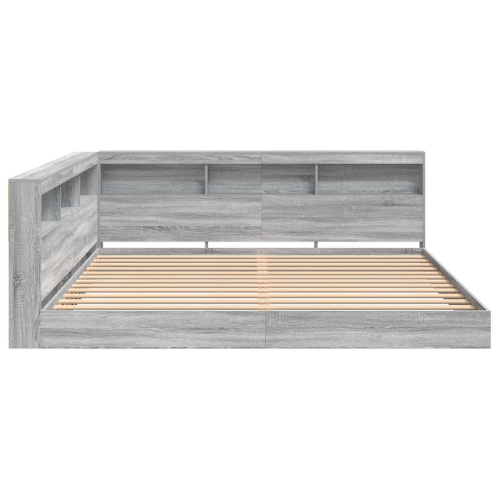 Letto con libreria Grigio Sonoma 180x200 cm in legno ingegnerizzato