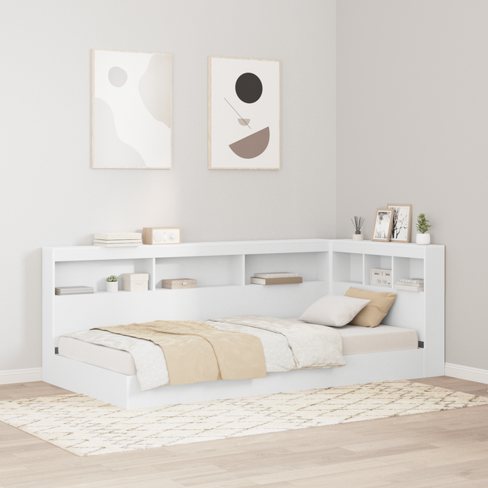 Letto a Soppalco Bianco 75x190 cm in Legno Ingenerizzato