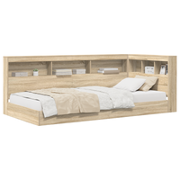 Letto con libreria rovere di Sonoma 75x190 cm legno ingegnerizzato