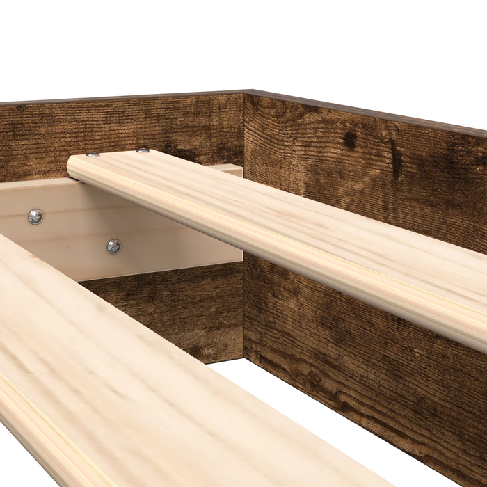 Letto con Scaffale in Rovere Affumicato 75x190 cm in Legno Ingegnerizzato