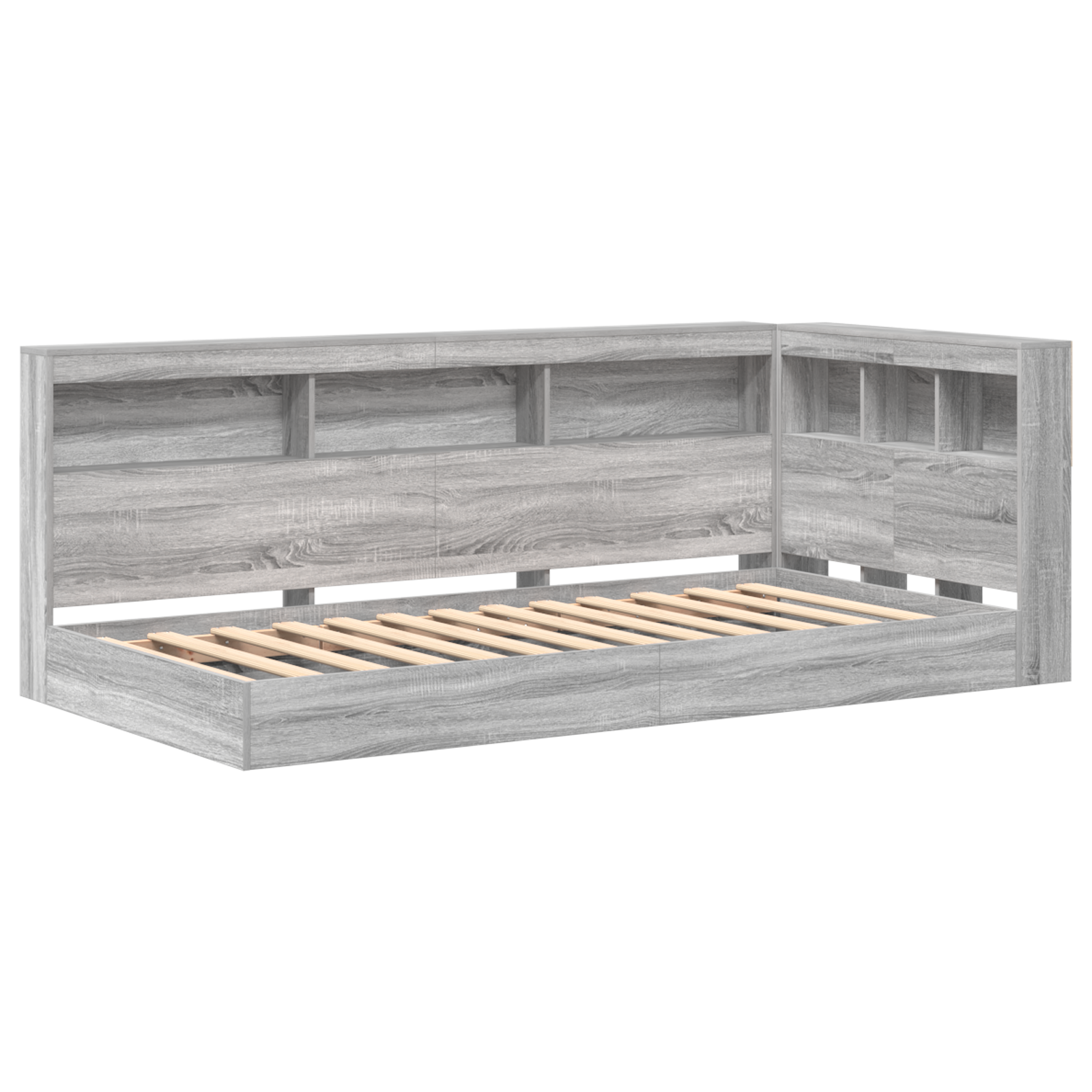 Letto con libreria Grigio Sonoma 75x190 cm Legno ingegnerizzato