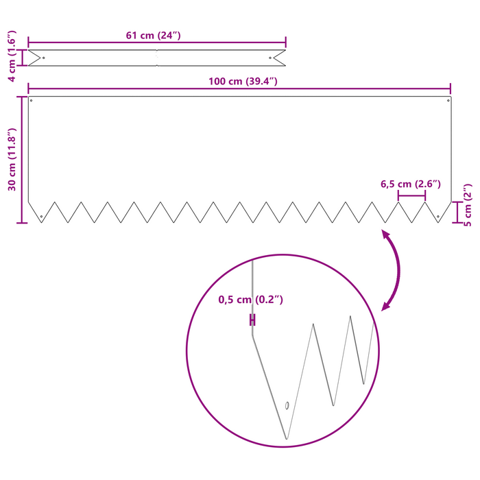 Bordature per Giardino 30 pz Antracite 100x0,5x30 cm Acciaio