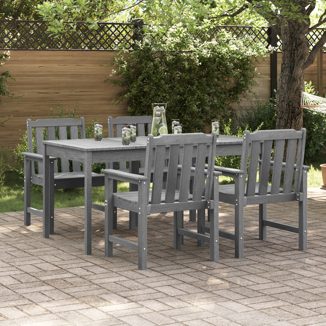 Sedie da Giardino 4 pezzi Grigio Chiaro 65.5x55.5x88 cm HDPE