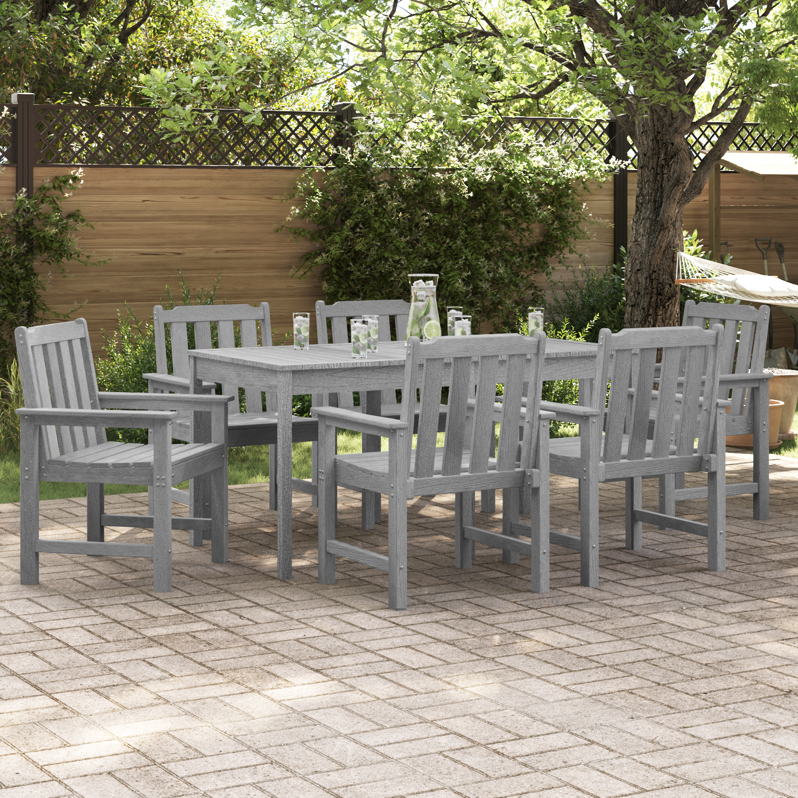Sedie da Pranzo da Giardino  6 pz Grigio Chiaro 65.5x55.5x88 cm HDPE