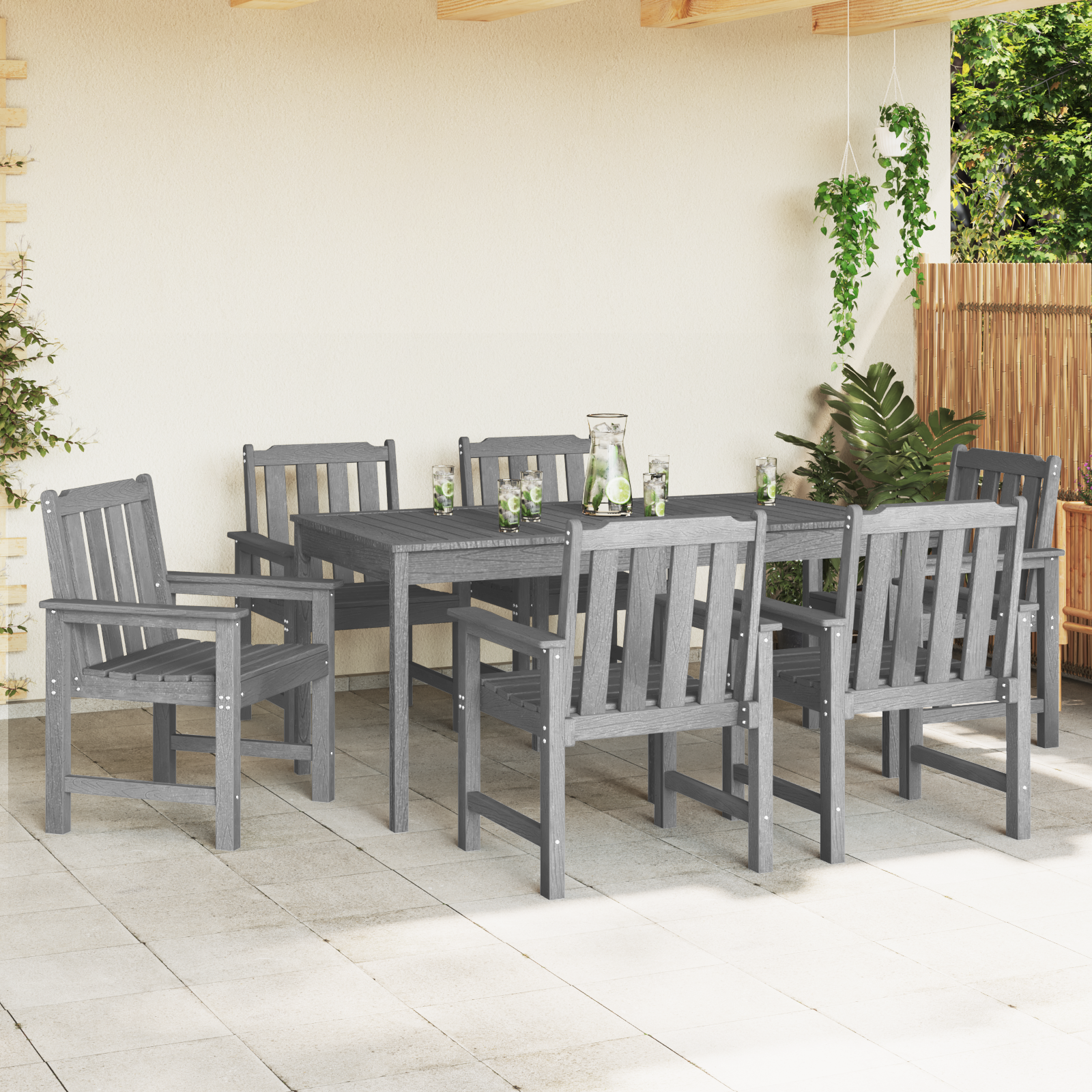 Sedie da Pranzo da Giardino  6 pz Grigio Chiaro 65.5x55.5x88 cm HDPE