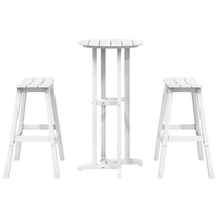 Set Bar da Giardino  3 Pezzi Bianco HDPE