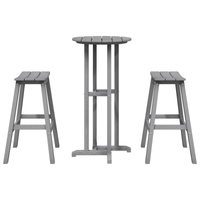 Set Bar da Giardino  3 Pezzi Grigio Chiaro HDPE