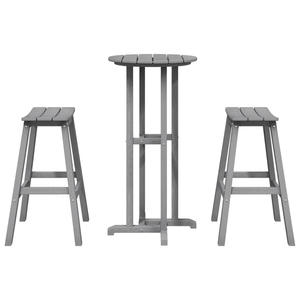 Set Bar da Giardino  3 Pezzi Grigio Chiaro HDPE