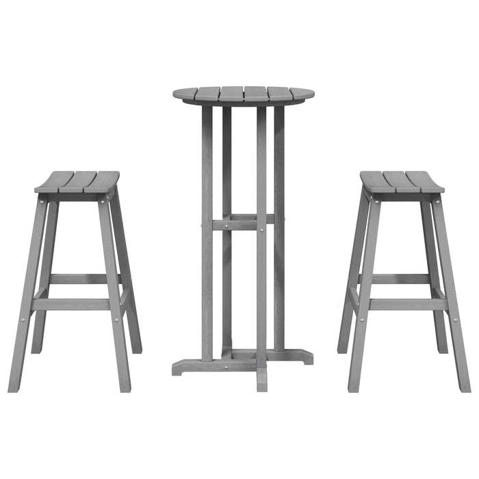 Set Bar da Giardino  3 Pezzi Grigio Chiaro HDPE