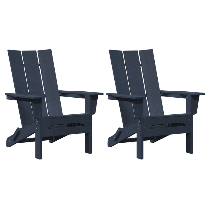 Sedie Adirondack Pieghevoli  2 pcs Blu Marina 74.5x80.5x90 cm HDPE