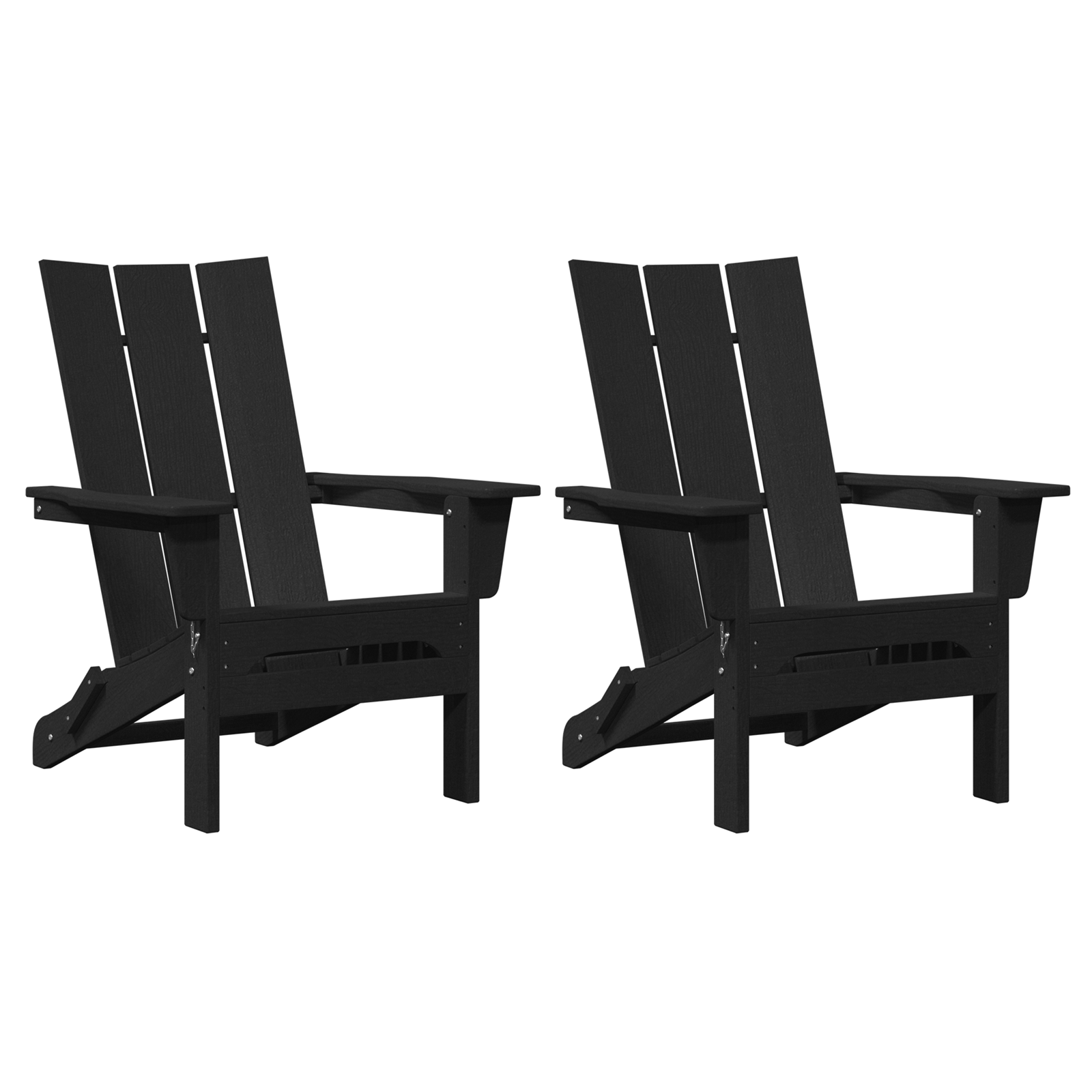 Sedie Adirondack Pieghevoli  2 pz Nero 74.5x80.5x90 cm HDPE