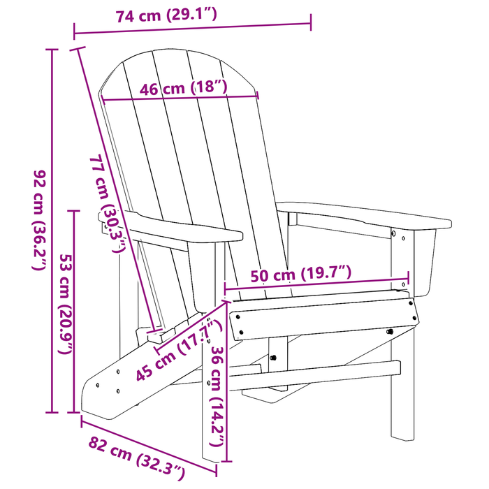 Sedi Adirondack  2 pcs Blu Navy 74x82x90 cm HDPE