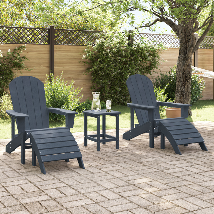 Sedia Adirondack  con poggiapiedi 2 pcs blu navy HDPE