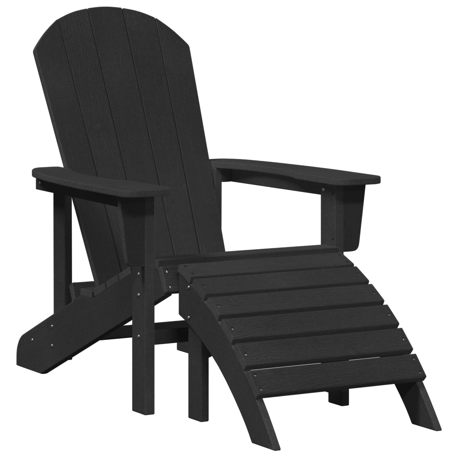 Sedie Adirondack  con Poggiapiedi 2 pcs HDPE Nere