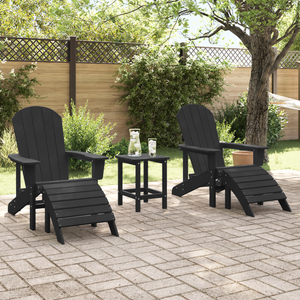 Sedie Adirondack  con Poggiapiedi 2 pcs HDPE Nere
