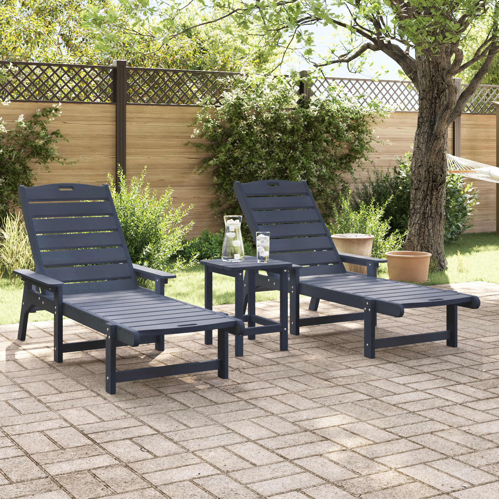 Set da Giardino  3 Pezzi Blu Navy HDPE