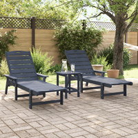 Set da Giardino  3 Pezzi Blu Navy HDPE