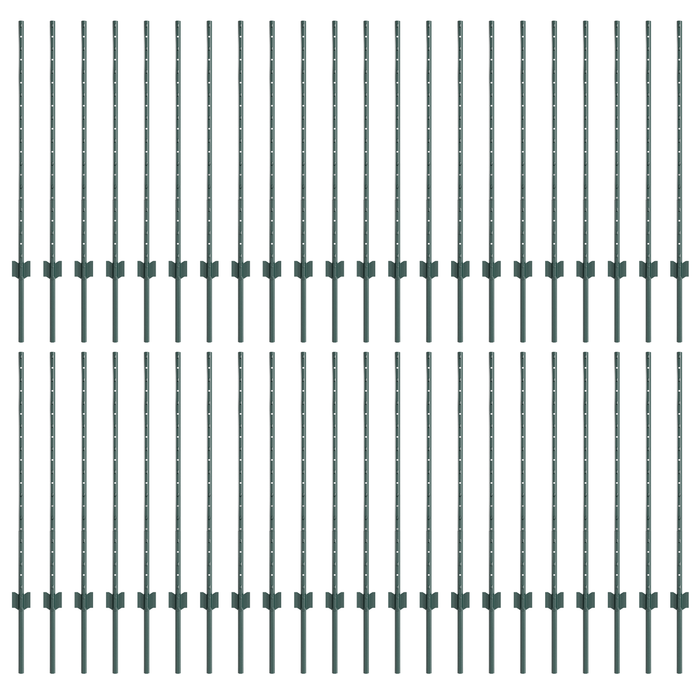Pali per Recinzione 44 pcs U-Channel Verde 140 cm Acciaio