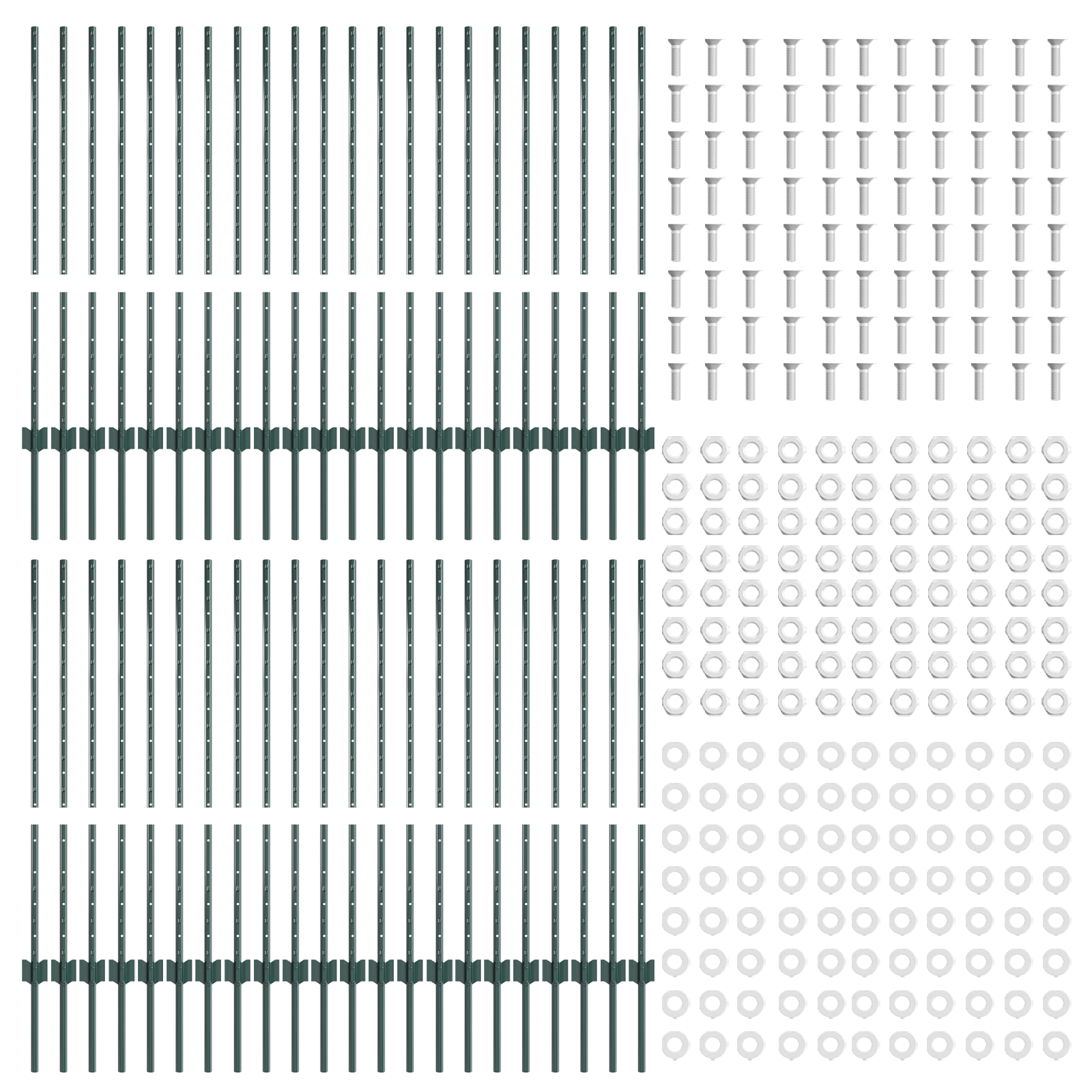 Pali per Recinzione 44 pcs U-Channel Verde 140 cm Acciaio