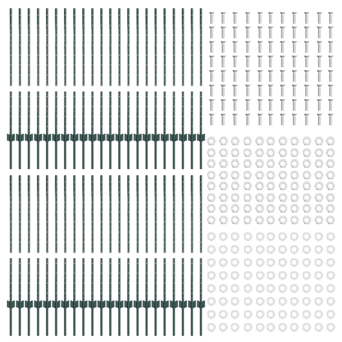 Pali per Recinzione 44 pcs U-Channel Verde 140 cm Acciaio