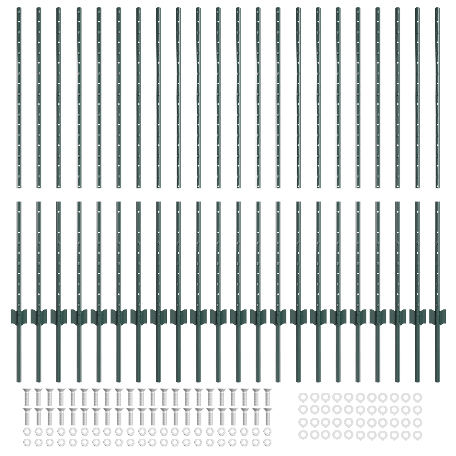 pali per recinzione 22 pcs U-Channel Verde 160 cm Acciaio