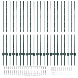pali per recinzione 22 pcs U-Channel Verde 160 cm Acciaio