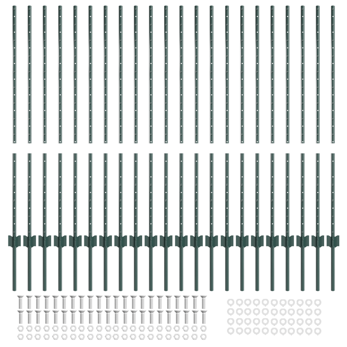 pali per recinzione 22 pcs U-Channel Verde 160 cm Acciaio