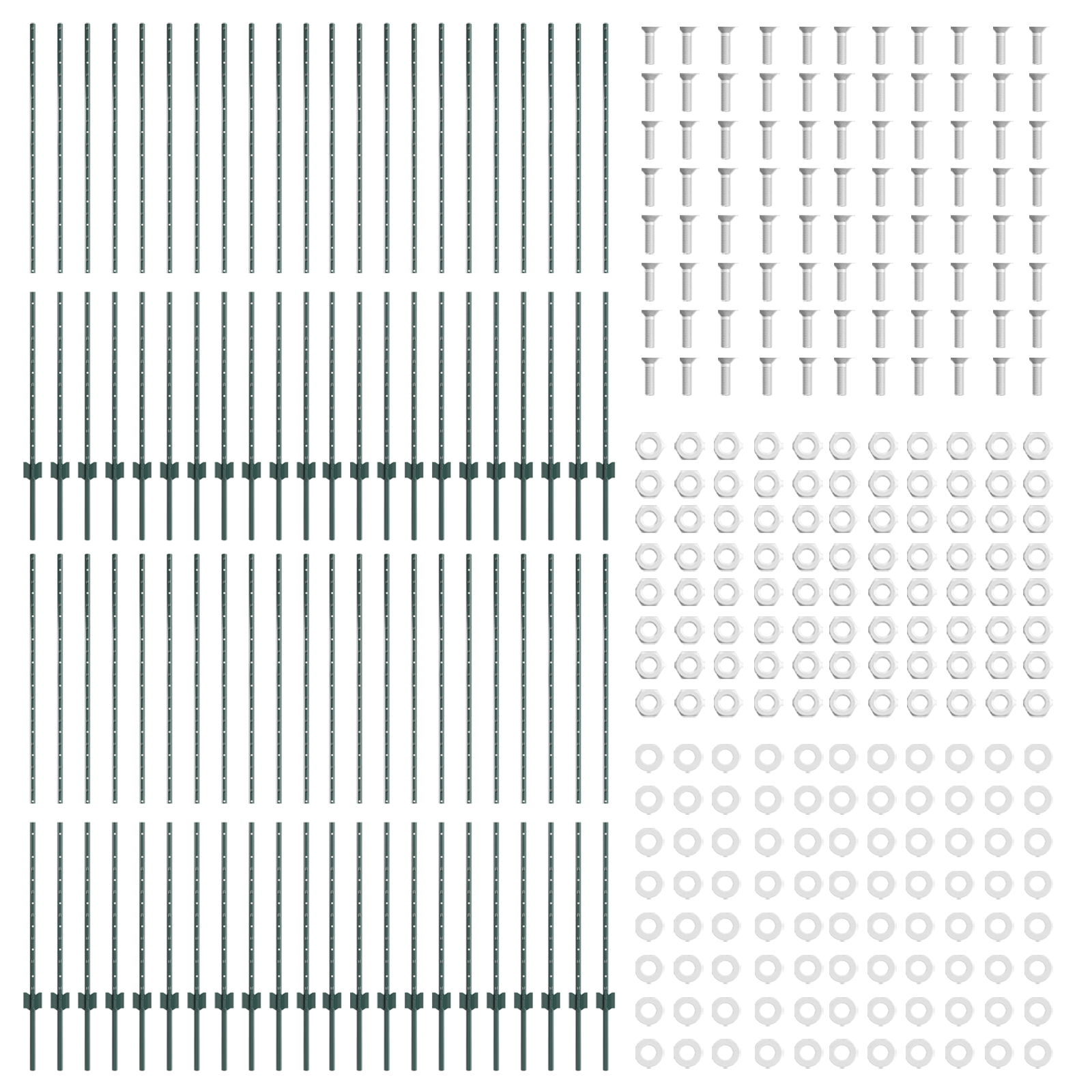 44 pcs Pali in Acciaio Verde U-Channel