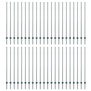 Pali per Recinzione 44 pcs U-Channel Verde 200 cm Acciaio
